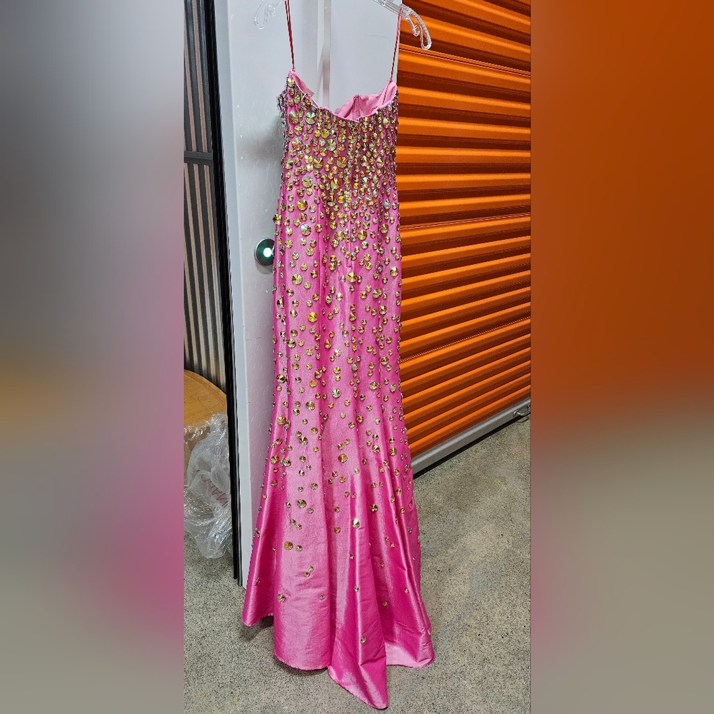Jovani #944 Fuchsia Strapless Mermaid Embellished Gown, Size 2 - Picture 7 of 9